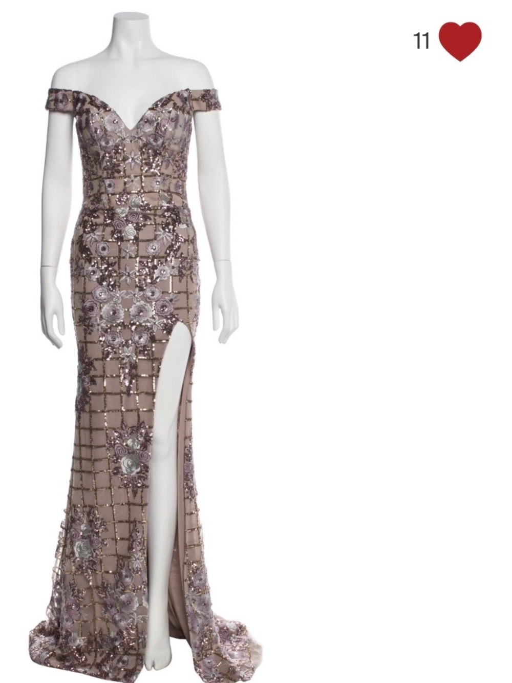 NWT- Portia and Scarlett Mauve Embellished Off-Shoulder Gown